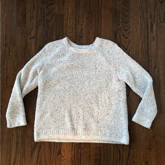 abercrombie kids Girls 15/16 Heathered White/Black Oversized Fuzzy Sweater - EUC - Picture 1 of 9